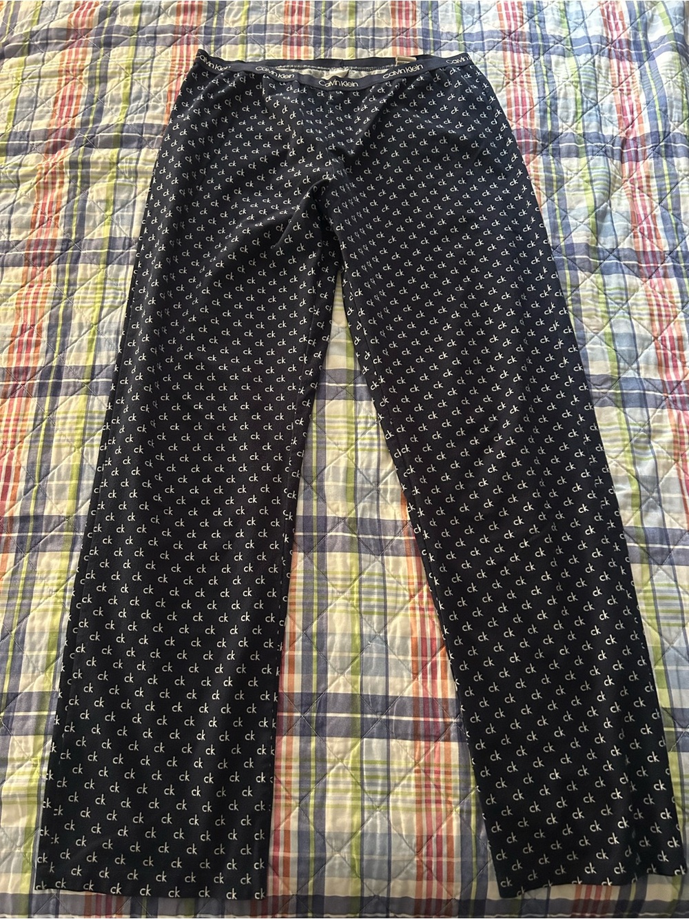 Calvin Klein Black Straight-Leg Pj pants with White CK Monogram